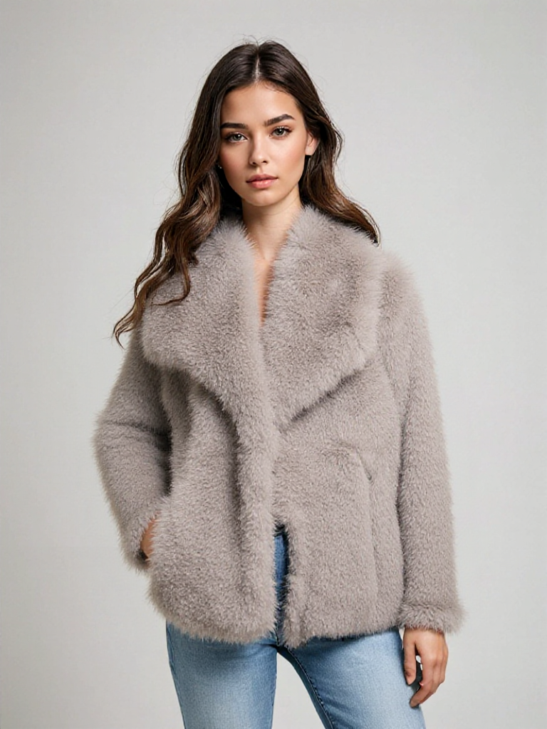 Arrah - Luxury fur coat with oversized collar