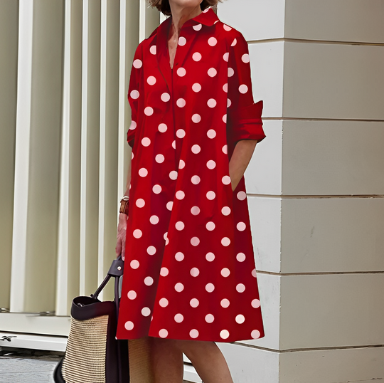 Midi Dress with Collar for Ladies - Roella