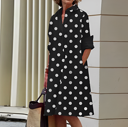 Midi Dress with Collar for Ladies - Roella