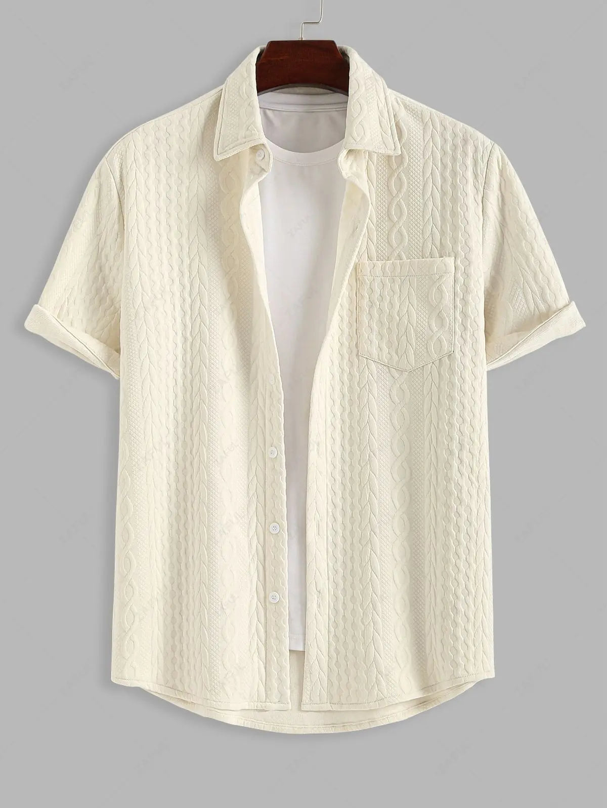 Cable Knit Short Sleeve Shirt & Shorts Set Lucy-melbourne