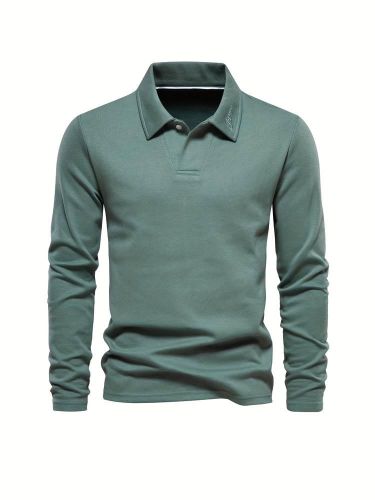 Jordan - Long-sleeve polo shirt with classic collar