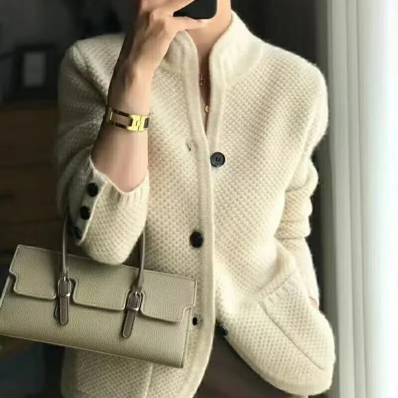 Elegant Textured Knit Cardigan Warm Sweater Lucy-melbourne