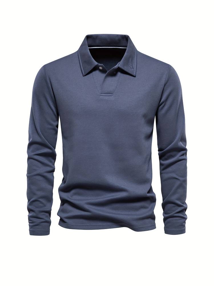 Jordan - Long-sleeve polo shirt with classic collar