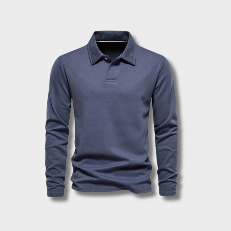 Jordan - Long-sleeve polo shirt with classic collar