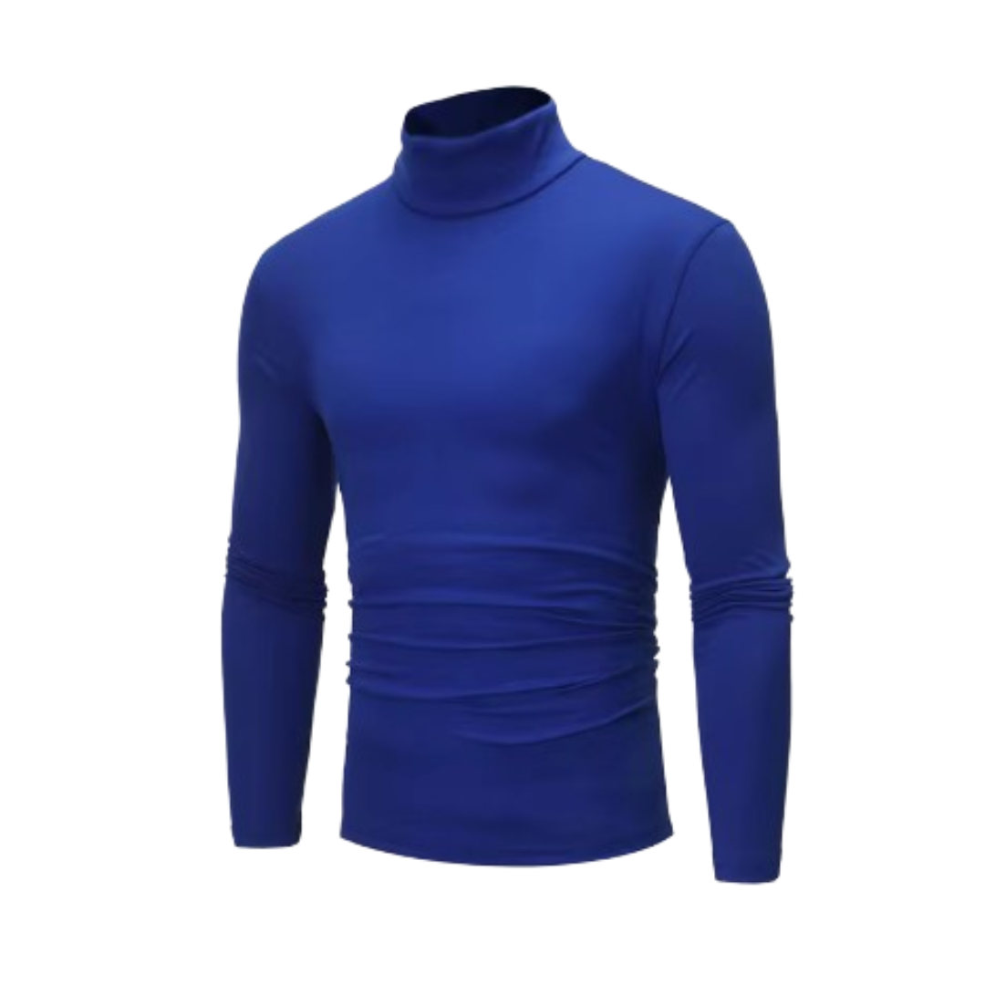 Men's Slim Fit High-Neck Long-Sleeve Tee Blue