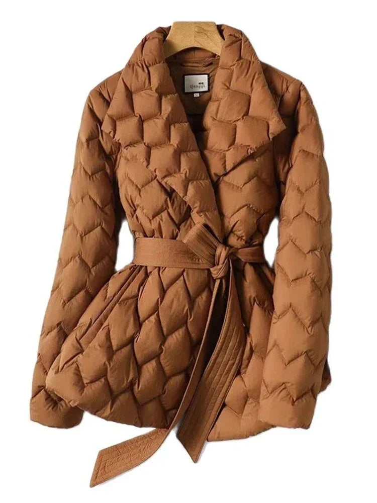 Harper - Quilted jacket with belt and elegant stitching