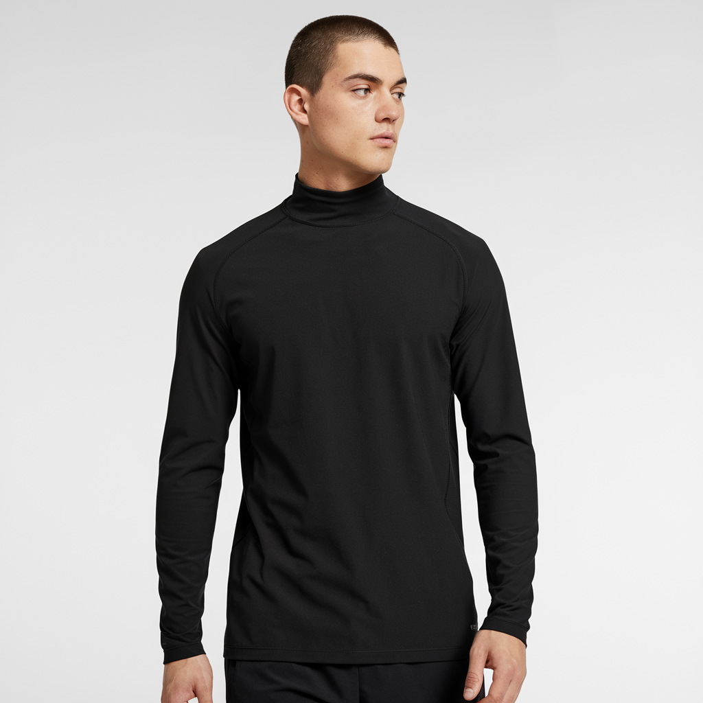 Men's High-Neck Slim Fit Winter T-Shirt Black