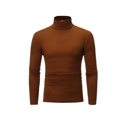 Men’s Winter High-Neck Tights T-Shirt Brown