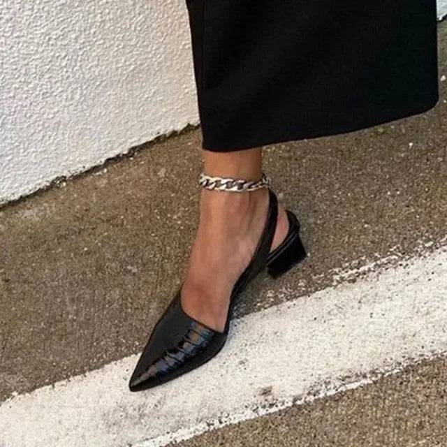 Zarrah Slingbacks pumps block heel with croco pattern
