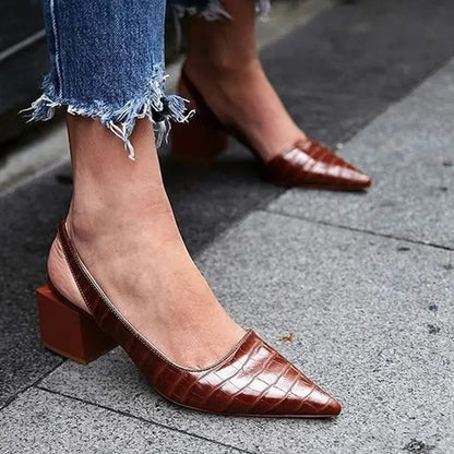 Zarrah Slingbacks pumps block heel with croco pattern