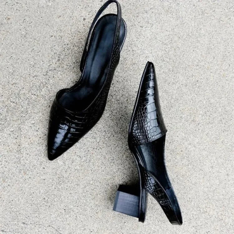 Zarrah Slingbacks pumps block heel with croco pattern