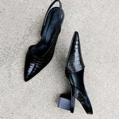 Zarrah Slingbacks pumps block heel with croco pattern